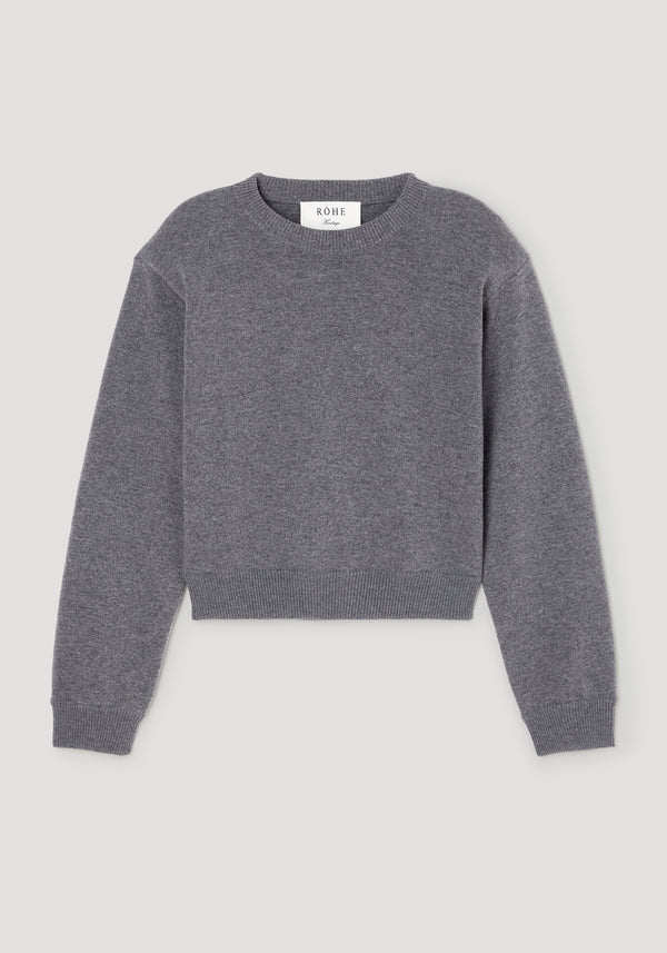 Statement shoulder crewneck | mid grey melange