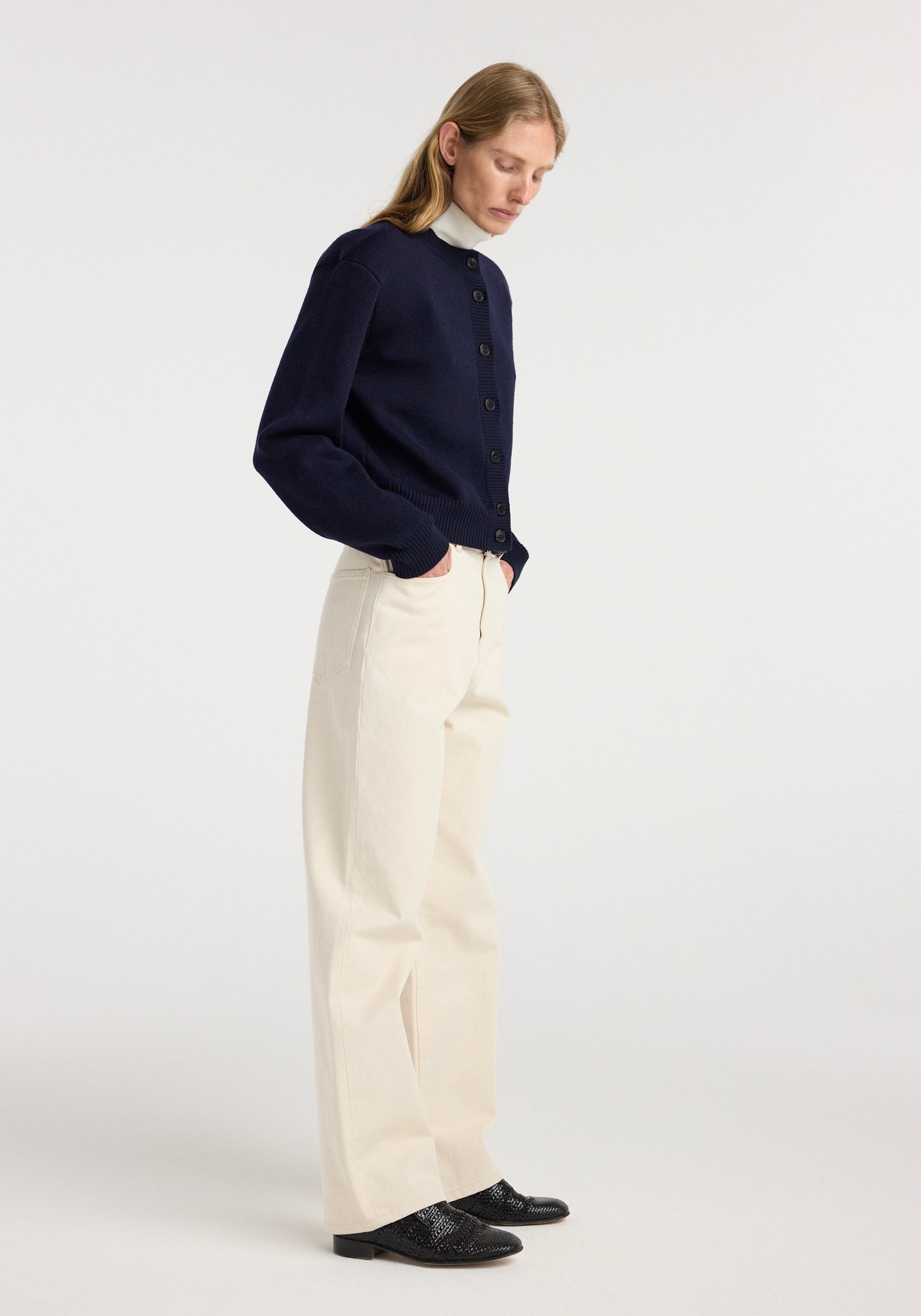Statement shoulder cardigan | navy