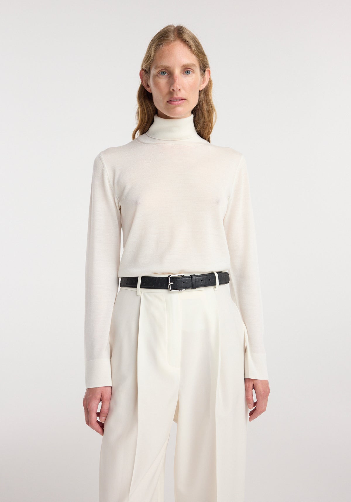 Fine-knit wool cashmere turtleneck | off white