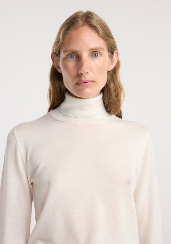 Fine-knit wool cashmere turtleneck | off white