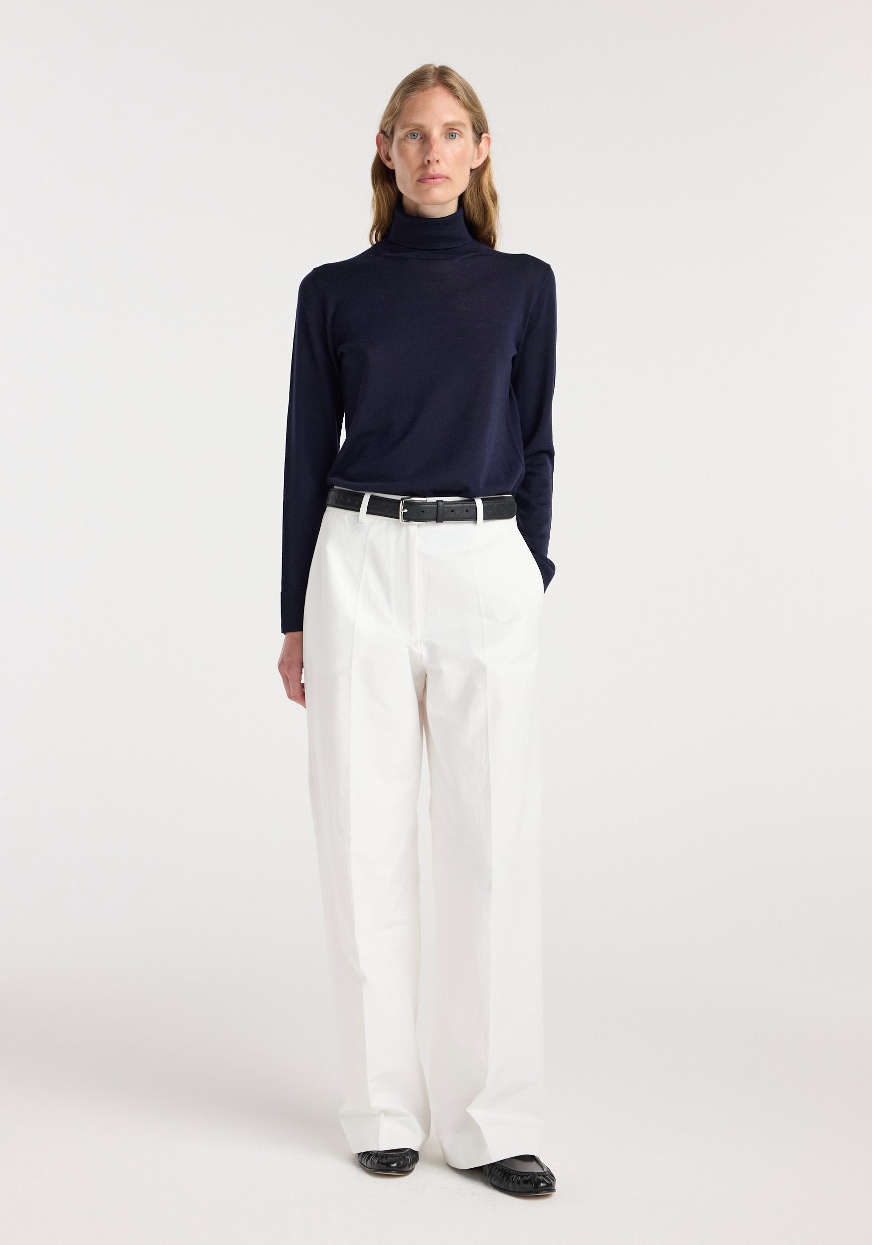 Fine-knit wool cashmere turtleneck | navy