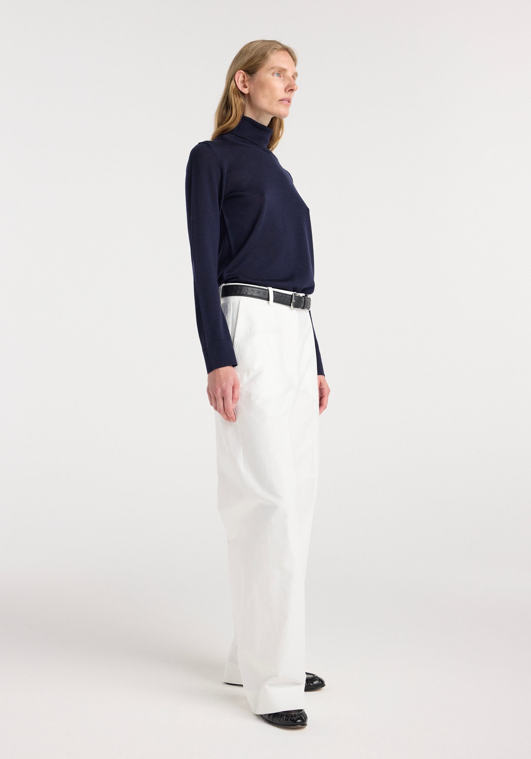 Fine-knit wool cashmere turtleneck | navy