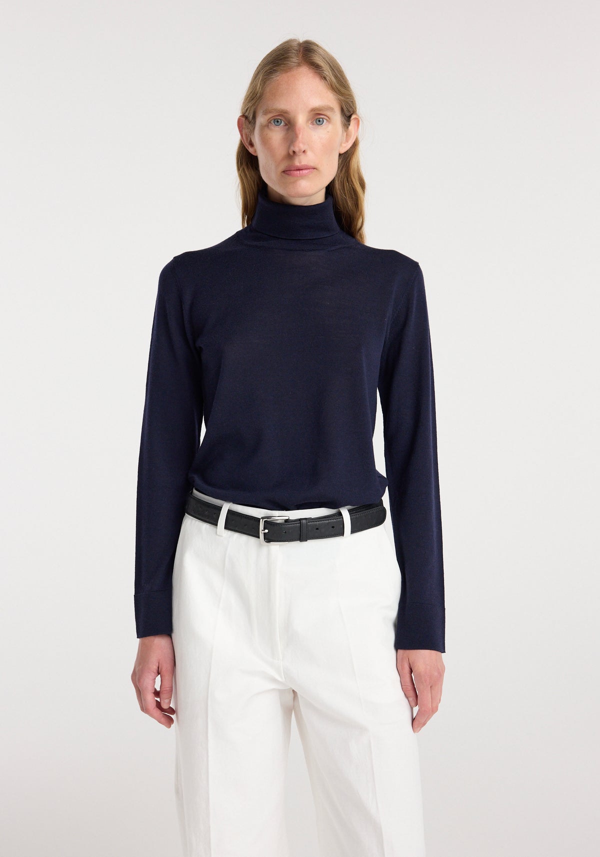 Fine-knit wool cashmere turtleneck | navy
