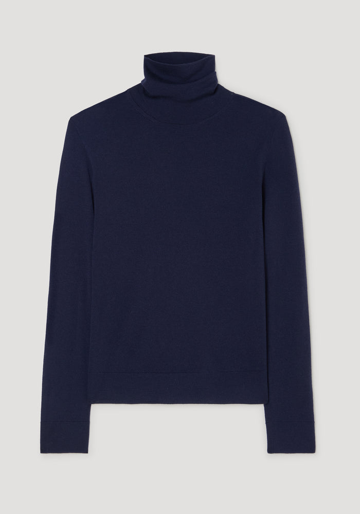 Fine-knit wool cashmere turtleneck | navy