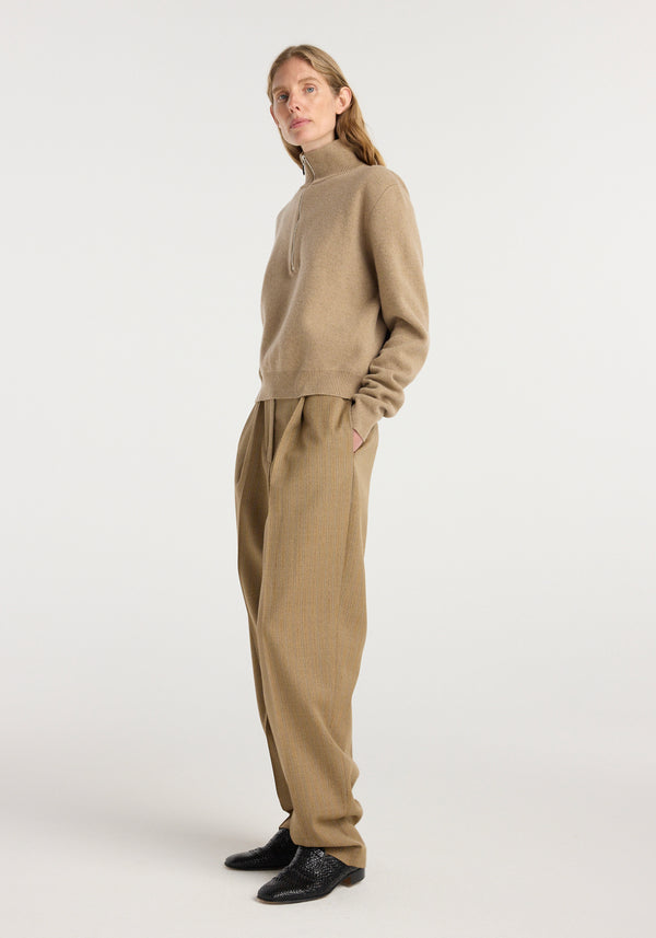 Zipped mouliné polo | camel