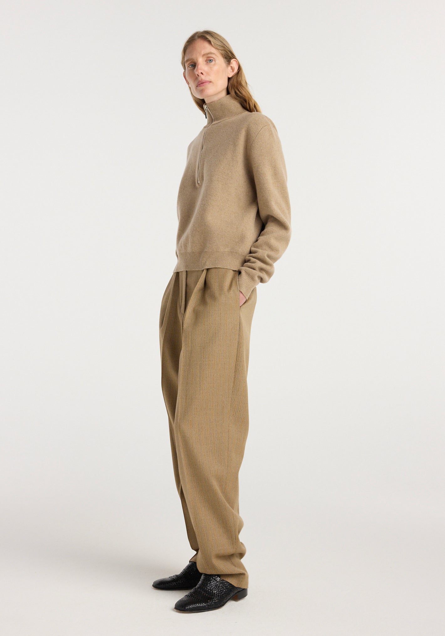 Daria - Single pleat tapered trousers | heritage stripe