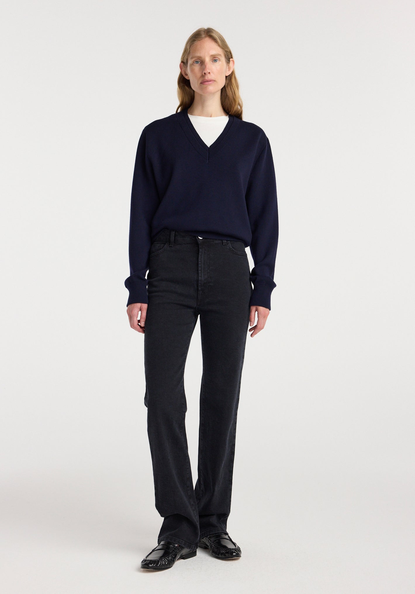 Lino - high rise straight denim | black