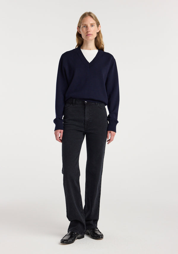 Lino - high rise straight denim | black