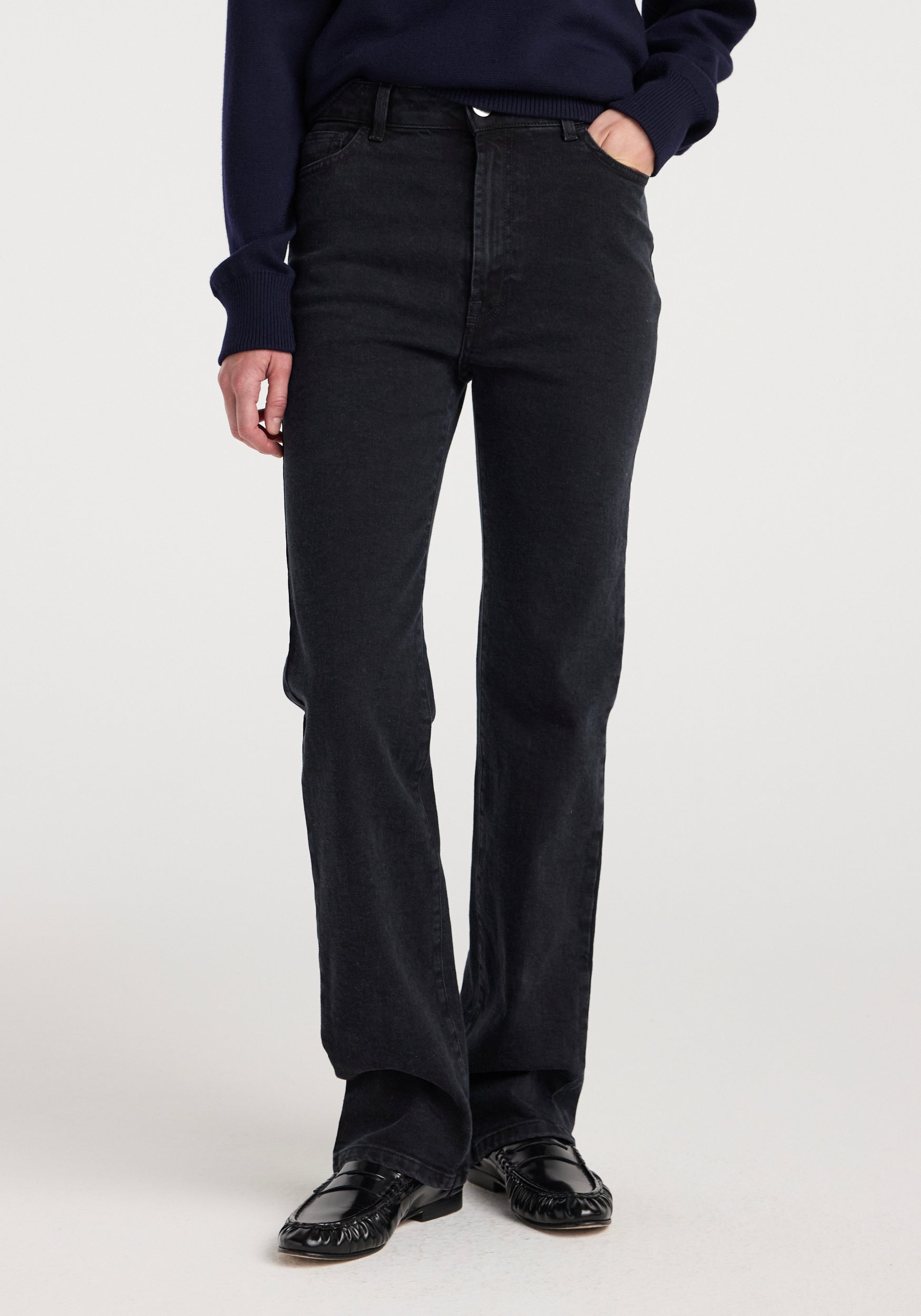 Lino - high rise straight denim | black