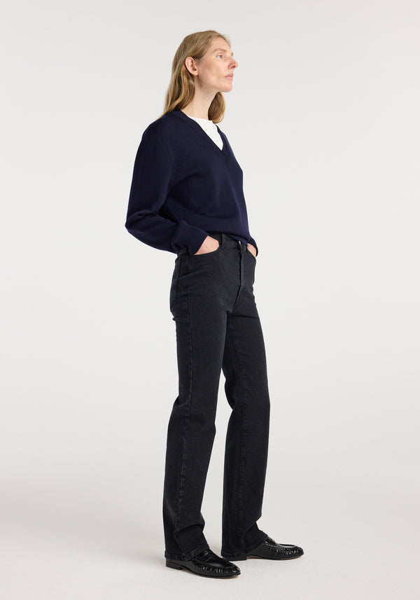 Lino - high rise straight denim | black