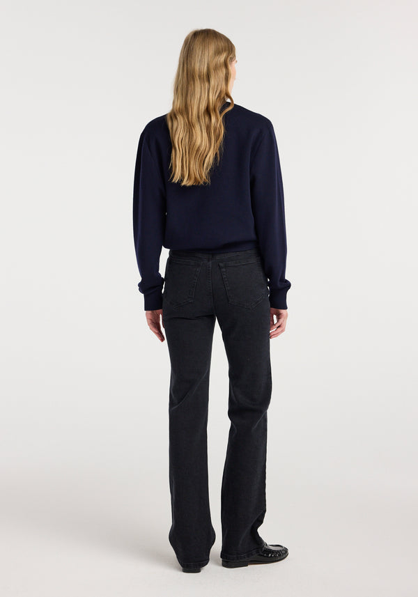 Double v-neck jumper | navy