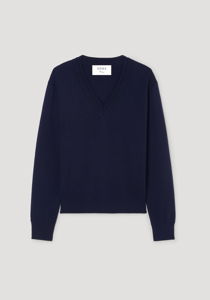 Double v-neck jumper | navy