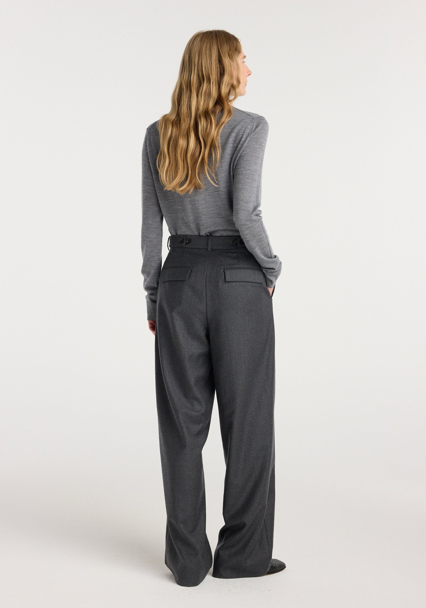 Wide leg trousers | dark grey melange
