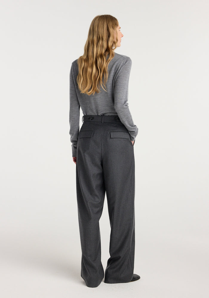 Wide leg trousers | dark grey melange