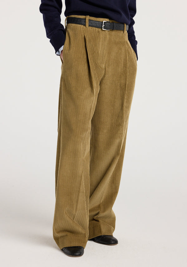 Ted - Lower waist corduroy trousers | beige