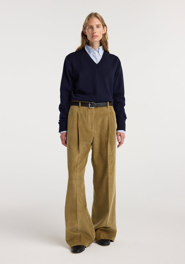 Ted - Lower waist corduroy trousers | beige