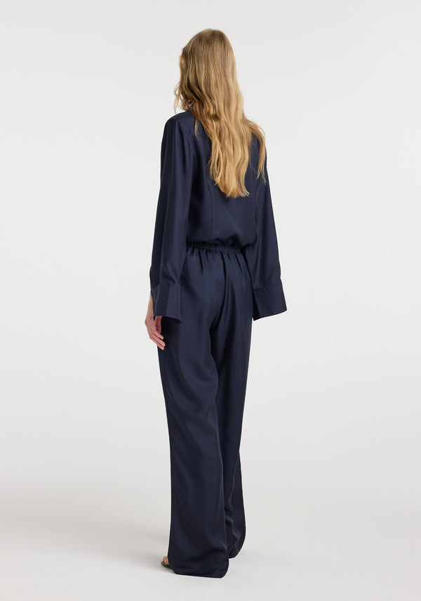 Silk relaxed trousers | night