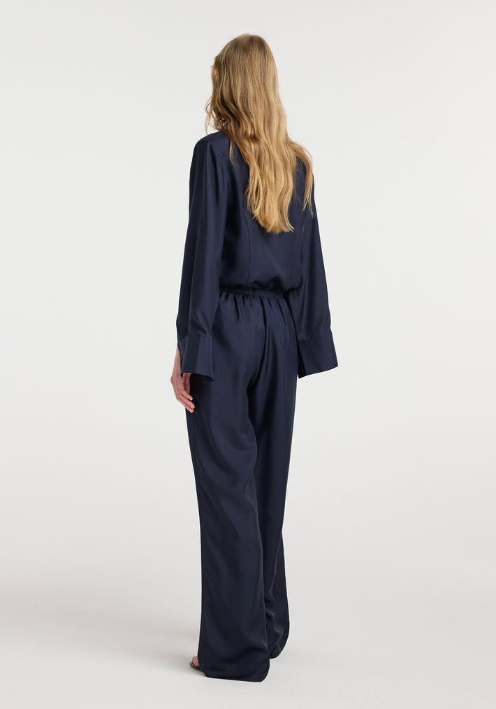 Silk relaxed trousers | night