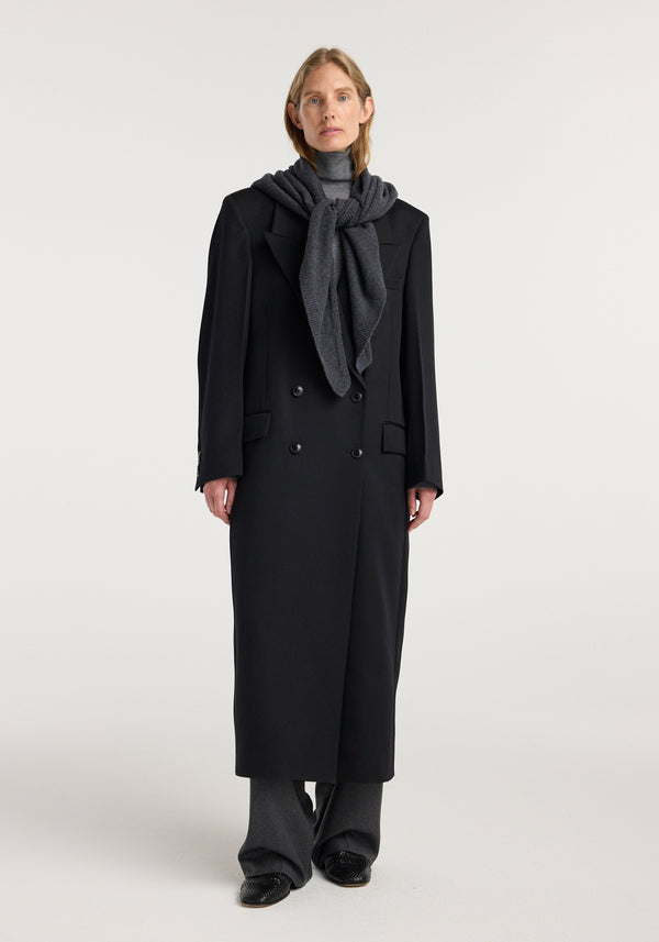 Large knitted triangle scarf | anthracite melange