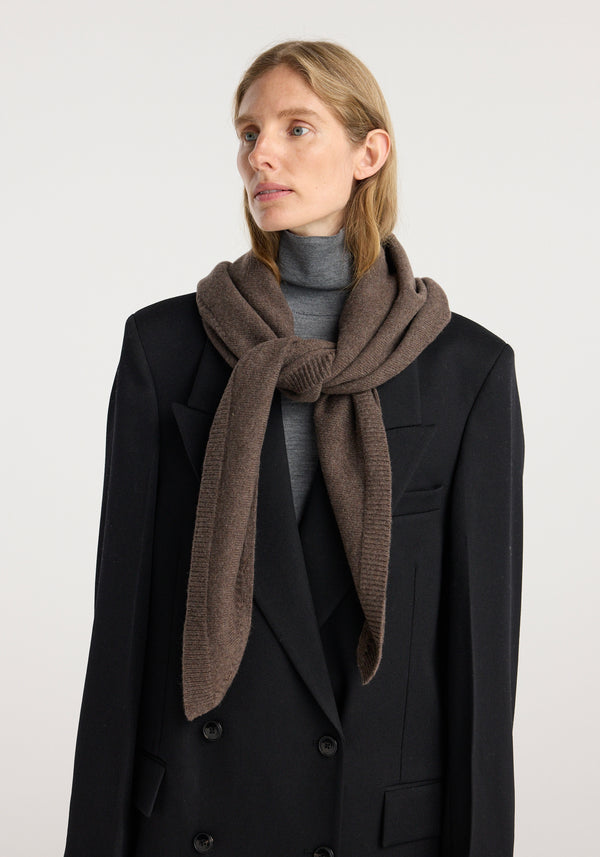 Large knitted triangle scarf | taupe melange