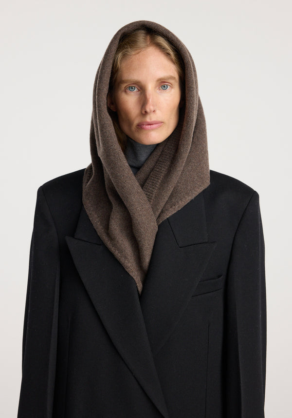 Large knitted triangle scarf | taupe melange