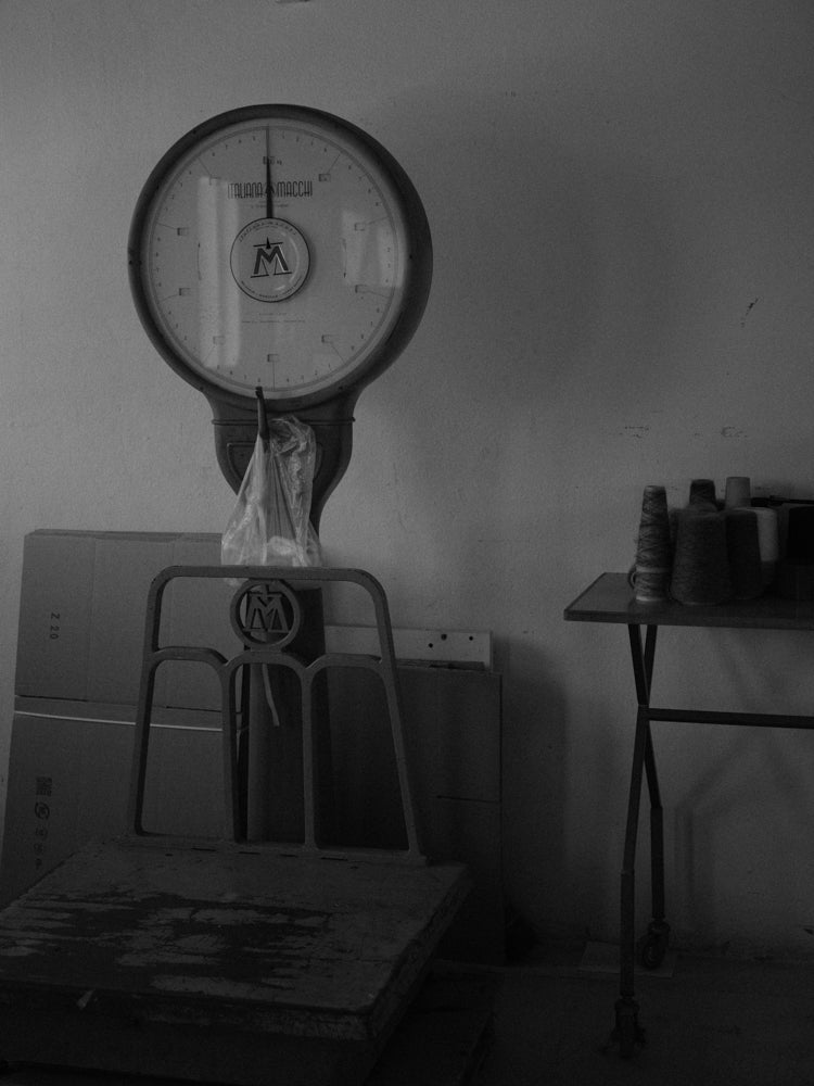 Vintage scale in a dimly lit room