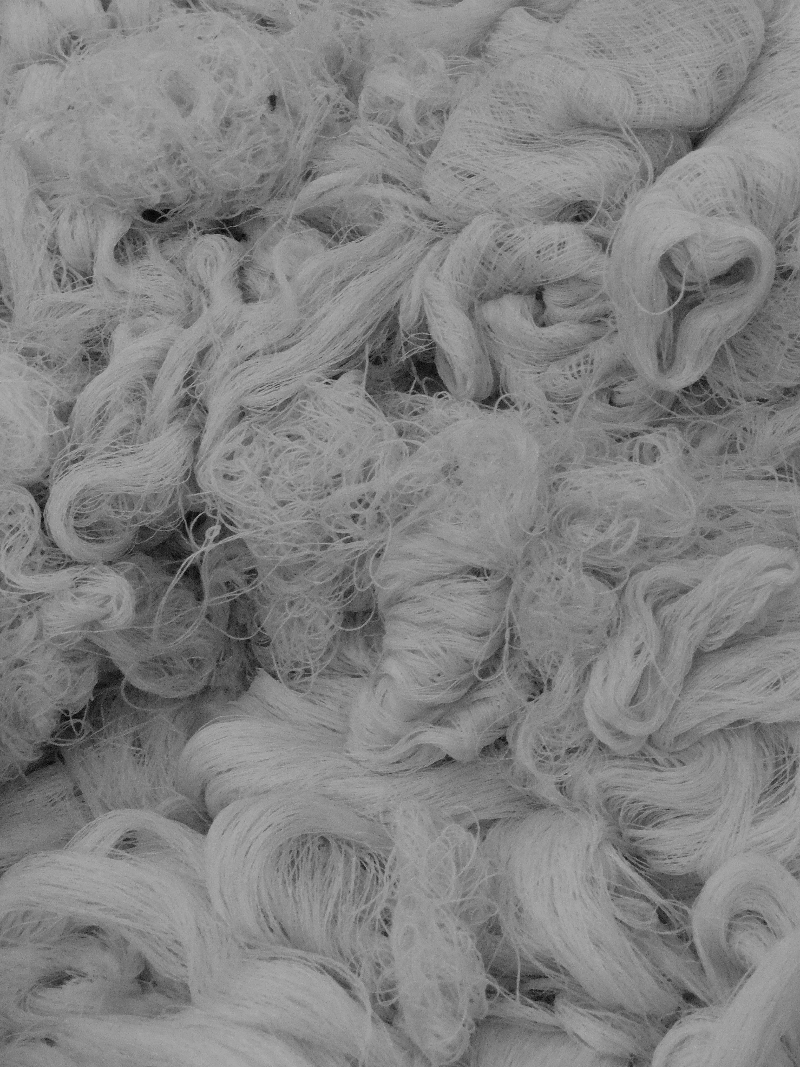 Close-up of white yarn or thread