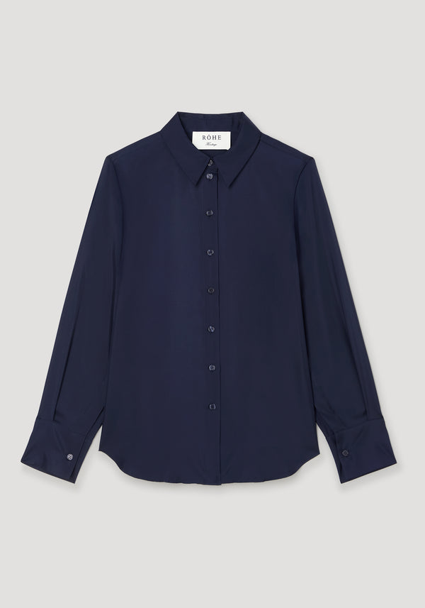 Silk open-sleeve detailed shirt | night